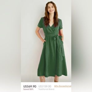 NWT linen wrap dress size L